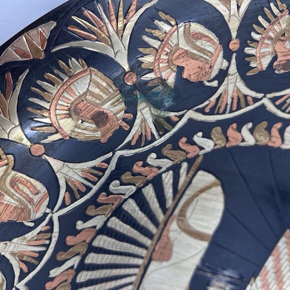 Vintage Large Handmade Copper Brass Metal Wall Plaque Egyptian Pyramids & Sphinx - Picture 3 of 9